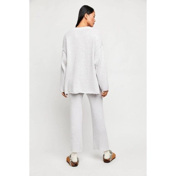 Free People Hailey Pants Ivory Heather Grey Relaxed Fit Pull On - Picture 4 of 7